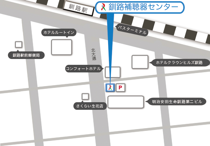 釧路補聴器センター地図